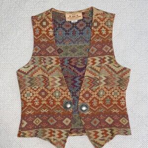 New Frontier Multicolor Patterned Vest vintage Med